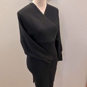 NWT Sweater Dress Main Strip Black Women’s Ribbed Dress
